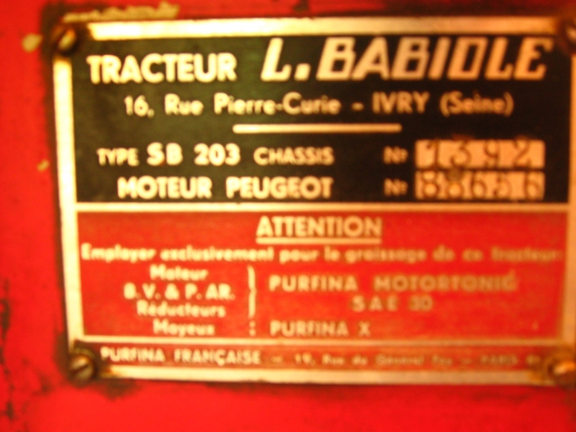 Tracteur BABIOLE 1009081028401174386714437