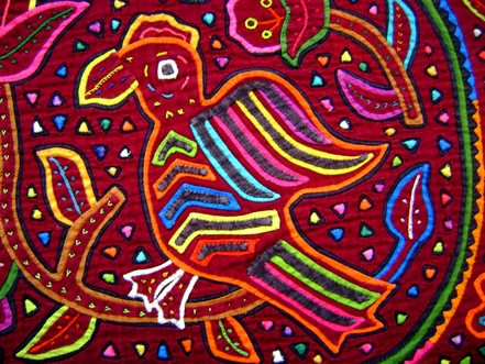 mola sur cadre oiseau pomme d'amour detail 1